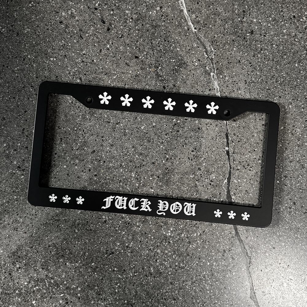 fuck you license plate frame chrome hearts