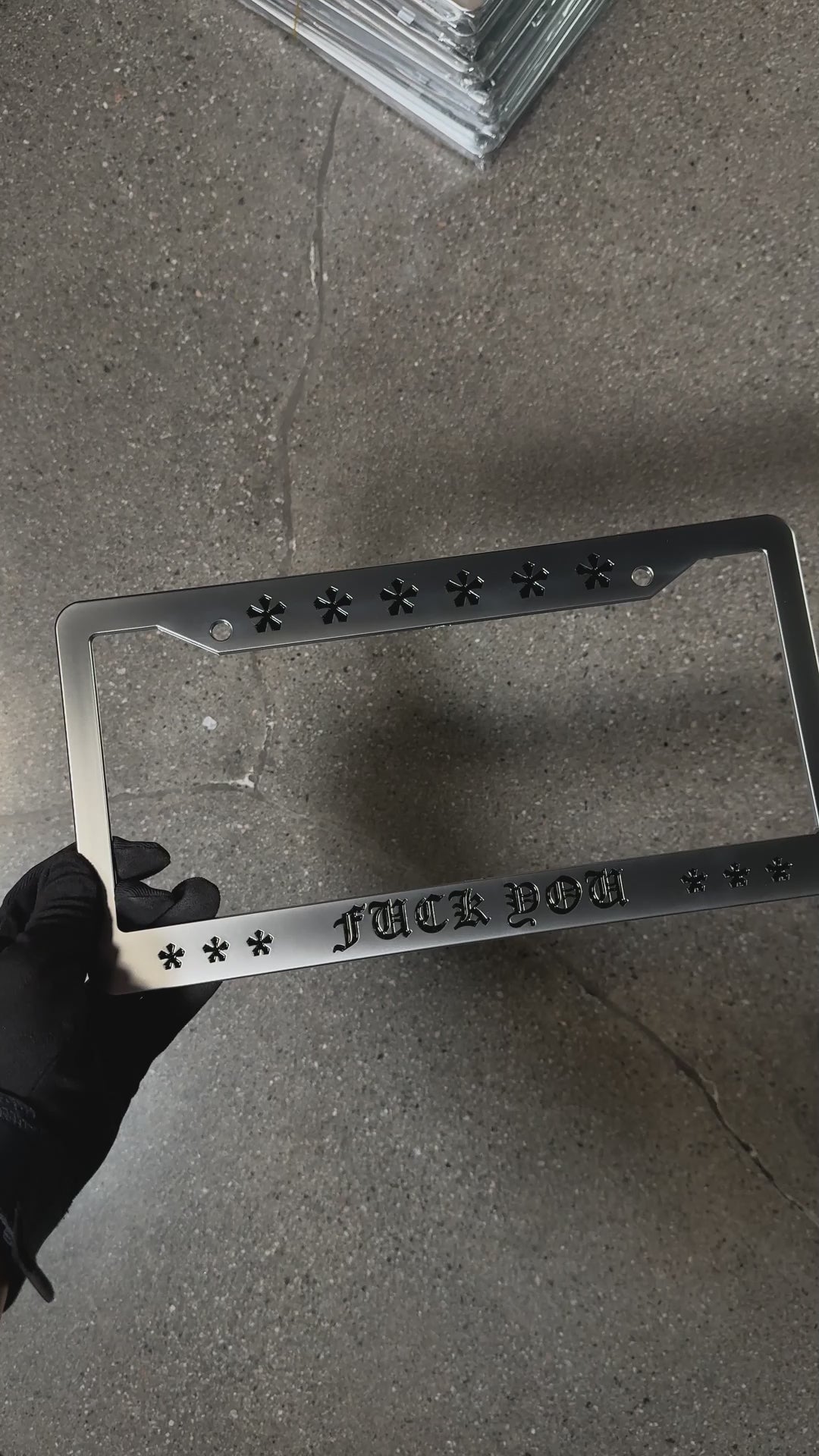 fuck you license plate frame chrome hearts