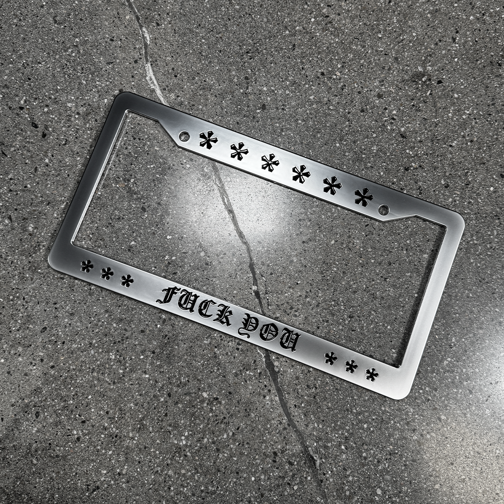 fuck you license plate frame chrome hearts