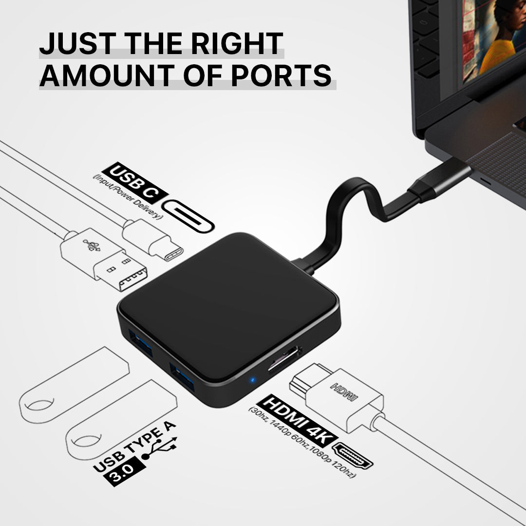 Reloot - USB C Dock: HDMI Hub, Travel Ready, Passthrough USBC Charging, with 3X USB Type A 3.0, for Apple MacBook, Windows PC Laptop, Android, Nintendo Switch, Steam Deck